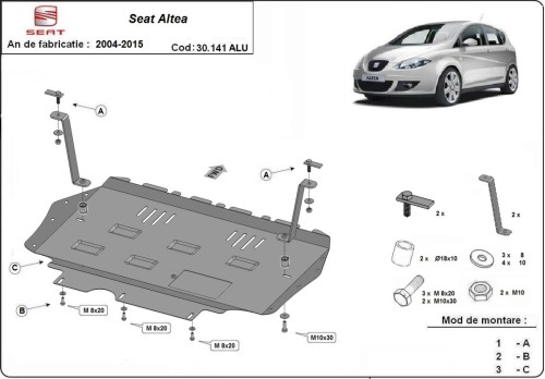 Aluminium Unterfahrschutz für Motor Seat Altea (2004-2015)