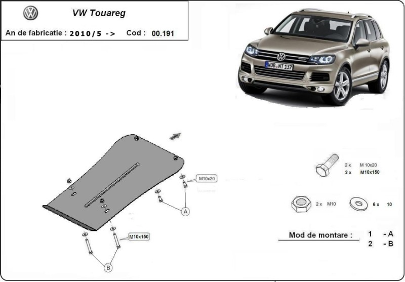 Stahl Unterfahrschutz für Getriebe VW Touareg (2010-2018)