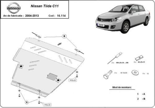 Stahl Unterfahrschutz für Motor Nissan Tiida (2007-2011)