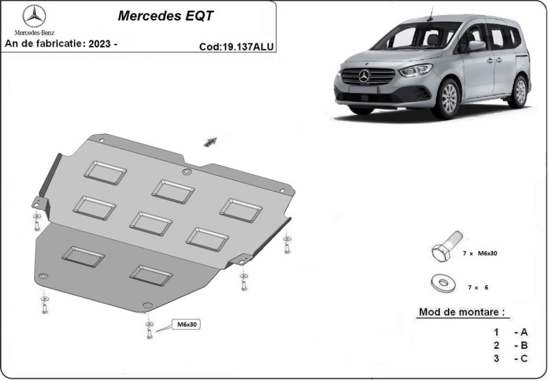Aluminium Unterfahrschutz für Motor Mercedes EQT (2023-2026)