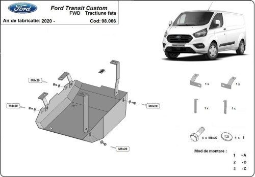 Stahl Unterfahrschutz für AdBluetank Ford Transit Custom (2020-2023)