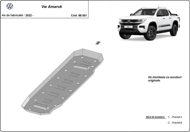 Stahl Unterfahrschutz für Kraftstofftank Volkswagen Amarok (2022-2026)