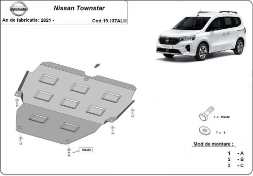 Aluminium Unterfahrschutz für Motor Nissan Townstar (2021-2026)