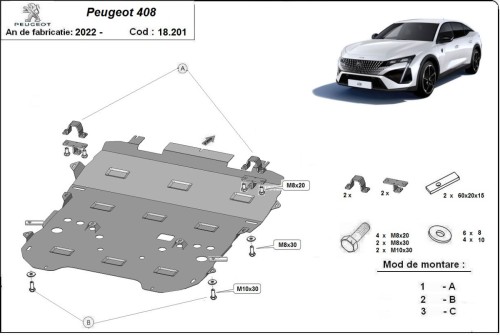 Stahl Unterfahrschutz für Motor Peugeot 408 (2022-2026)