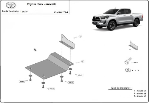 Stahl Unterfahrschutz für Sensoren der Marke Toyota Hilux (2021-2026)