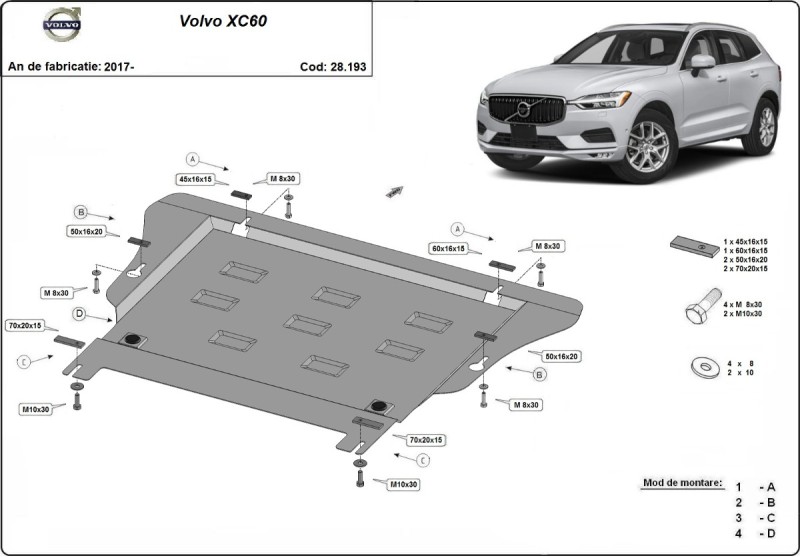 Stahl Unterfahrschutz für Motor Volvo XC60 (2017-2026)