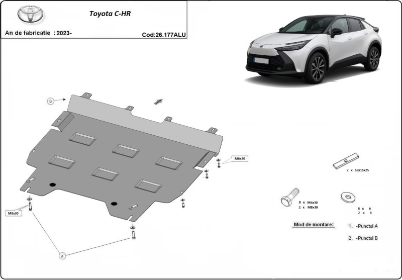 Aluminium Unterfahrschutz für Motor Toyota C-HR (2023-2026)
