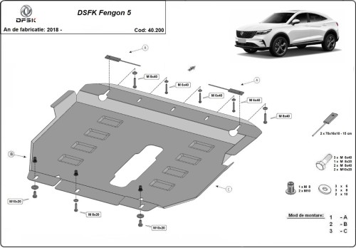 Stahl Unterfahrschutz für Motor Dfsk Fengon 5 (2018-2026)
