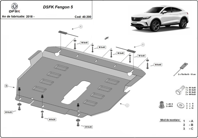 Stahl Unterfahrschutz für Motor Dfsk Fengon 5 (2018-2026)