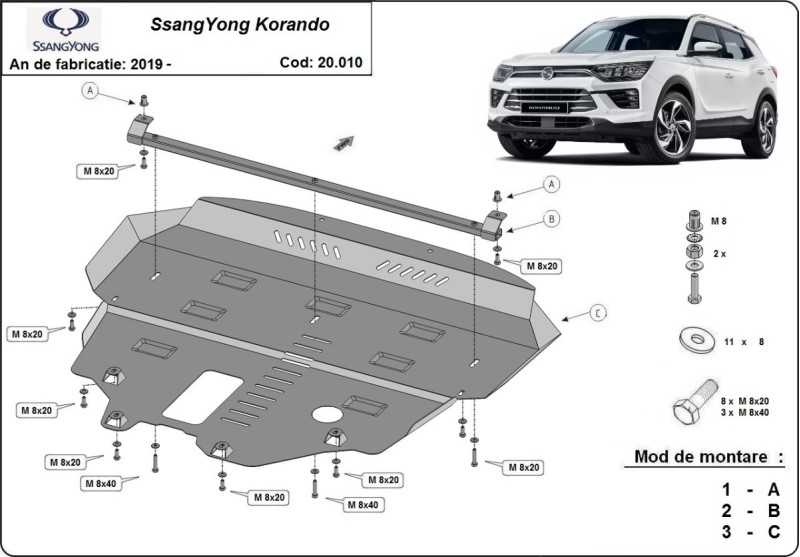 Stahl Unterfahrschutz für Motor SsangYong Korando (2019-2026)