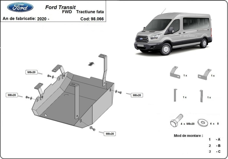 Stahl Unterfahrschutz für AdBluetank Ford Transit (2020-2026)