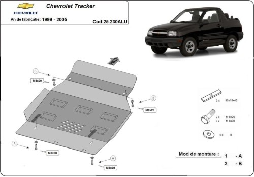 Aluminium Unterfahrschutz für Motor Chevrolet Tracker (1999-2005)