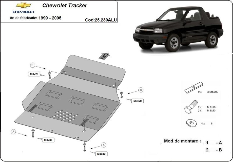 Aluminium Unterfahrschutz für Motor Chevrolet Tracker (1999-2005)