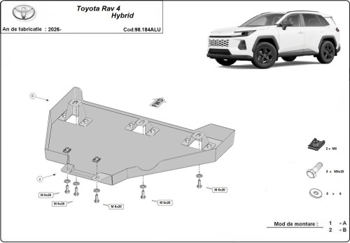 Aluminium Unterfahrschutz für Differentialschutz Toyota RAV 4 (2026-2026)