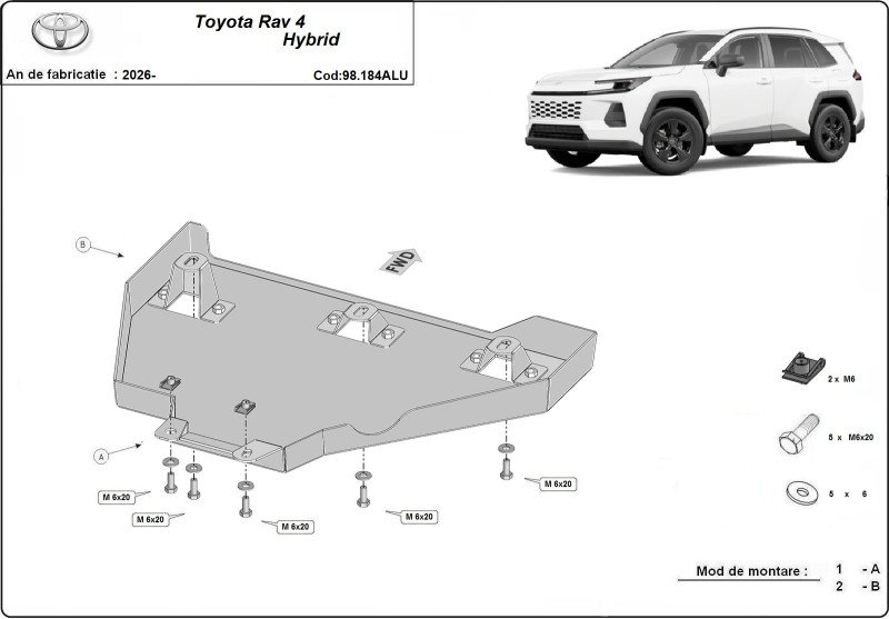 Aluminium Unterfahrschutz für Differentialschutz Toyota RAV 4 (2026-2026)