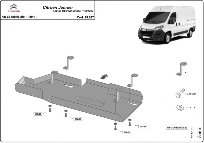 Stahl Unterfahrschutz für AdBluetank Citroen Jumper (2016-2026)
