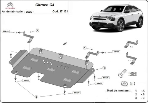 Stahl Unterfahrschutz für Motor Citroen C4 (2020-2026)