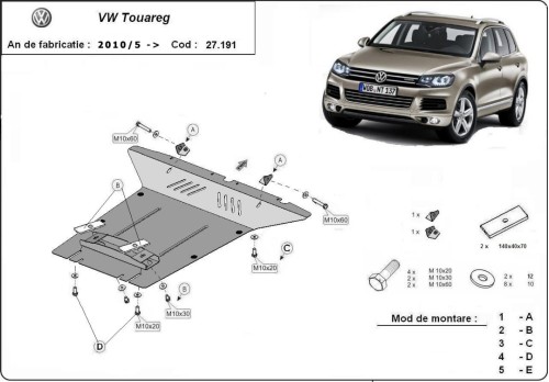 Stahl Unterfahrschutz für Motor VW Touareg (2010-2018)