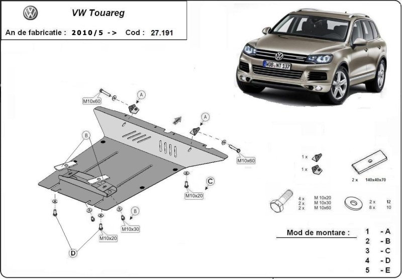 Stahl Unterfahrschutz für Motor VW Touareg (2010-2018)