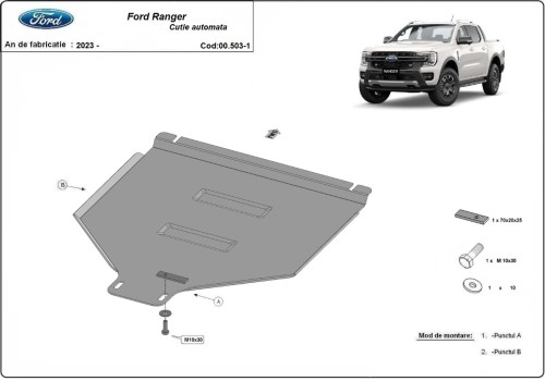 Stahl Unterfahrschutz für Getriebe Automatikgetriebe Ford Ranger (2023-2026)