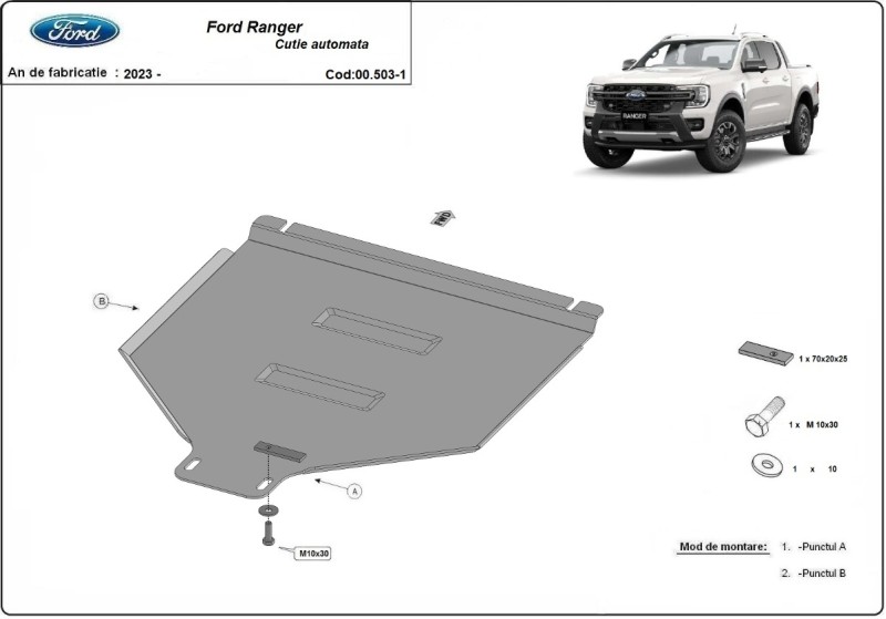 Stahl Unterfahrschutz für Getriebe Automatikgetriebe Ford Ranger (2023-2026)