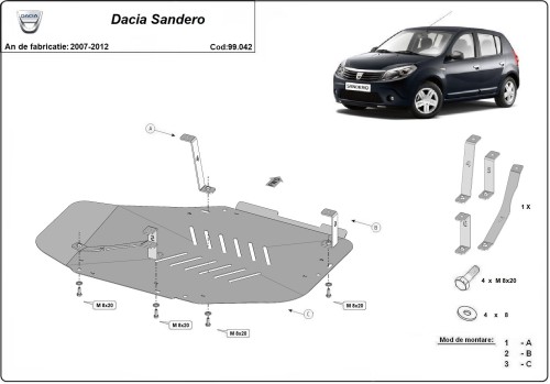 Stahl Unterfahrschutz für Kraftstofftank Dacia Sandero I (2007-2012)