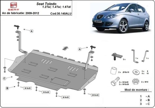 Aluminium Unterfahrschutz für Motor Seat Toledo (2009-2012)