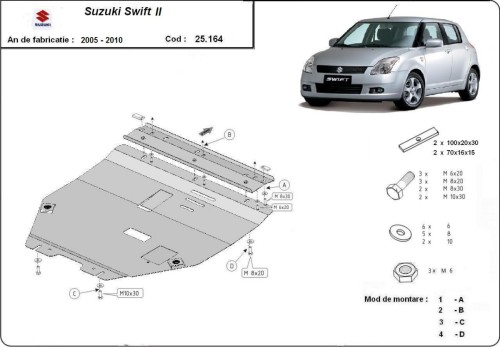 Stahl Unterfahrschutz für Motor Suzuki Swift 2 (2005-2010)