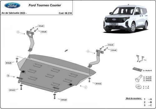 Stahl Unterfahrschutz für Motor Ford Tourneo Courier (2023-2026)