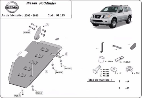 Stahl Unterfahrschutz für Kraftstofftank Nissan Pathfinder (2005-2015)