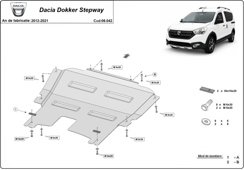 Stahl Unterfahrschutz für Motor Dacia Dokker (2012-2021)