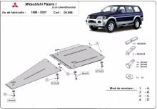 Stahl Unterfahrschutz für Getriebe, Differential Mitsubishi Pajero Sport 1 (1998-2007)