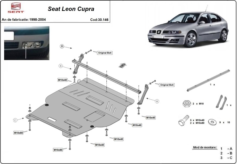 Stahl Unterfahrschutz für Motor Seat Leon (1998-2004)