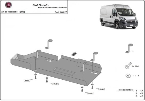 Stahl Unterfahrschutz für AdBluetank Fiat Ducato (2018-2026)
