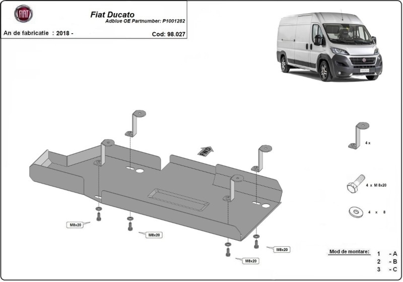 Stahl Unterfahrschutz für AdBluetank Fiat Ducato (2018-2026)