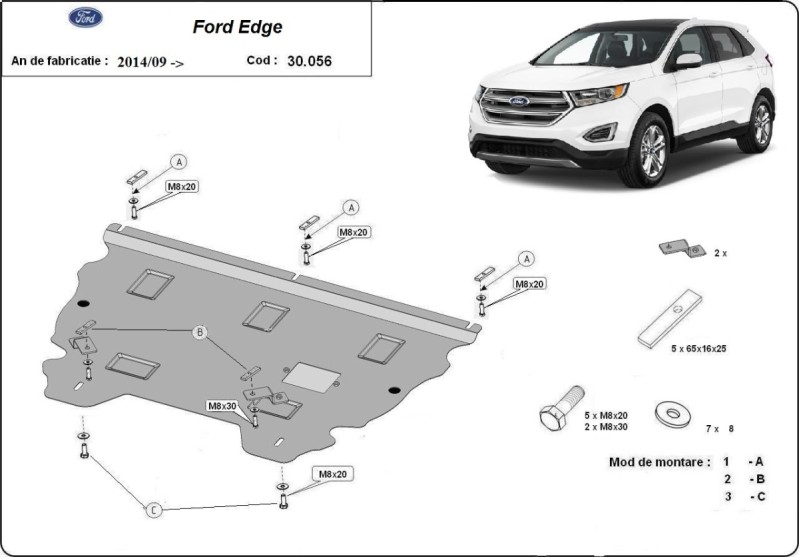 Stahl Unterfahrschutz für Motor, Getriebe Ford Edge (2014-2021)