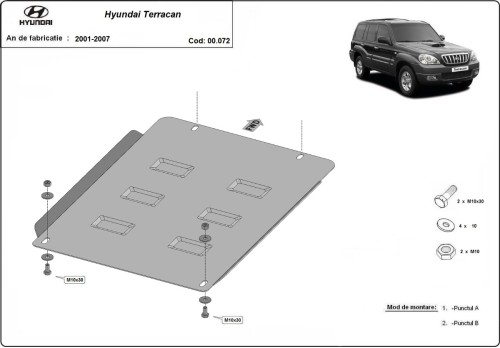 Stahl Unterfahrschutz für Getriebe Hyundai Terracan (2001-2007)