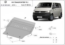 Unterfahrschutz aus verzinktem Stahl für Motor Volkswagen Transporter T6.1 (2019-2022)