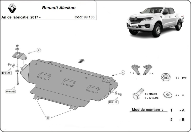 Stahl Unterfahrschutz für Kühler Renault Alaskan (2017-2026)
