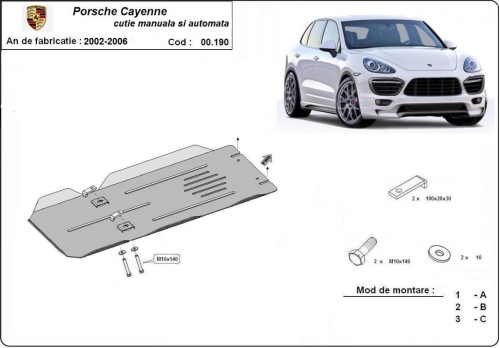 Stahl Unterfahrschutz für Getriebe Porsche Cayenne (2002-2006)
