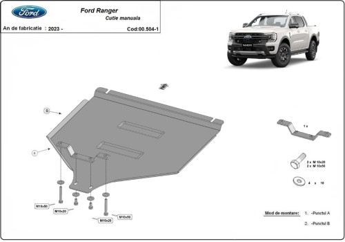 Stahl Unterfahrschutz für Getriebe Schaltgetriebe Ford Ranger (2023-2026)