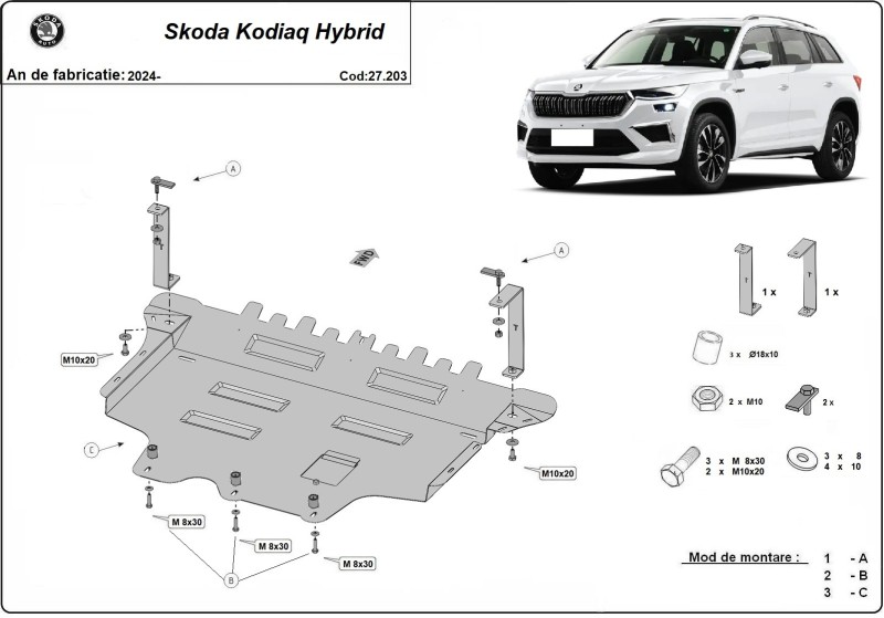 Stahl Unterfahrschutz für Motor Skoda Kodiaq (2024-2026)