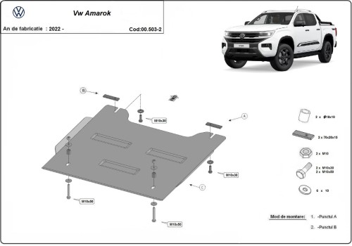 Stahl Unterfahrschutz für Verteilergetriebe Volkswagen Amarok (2022-2026)