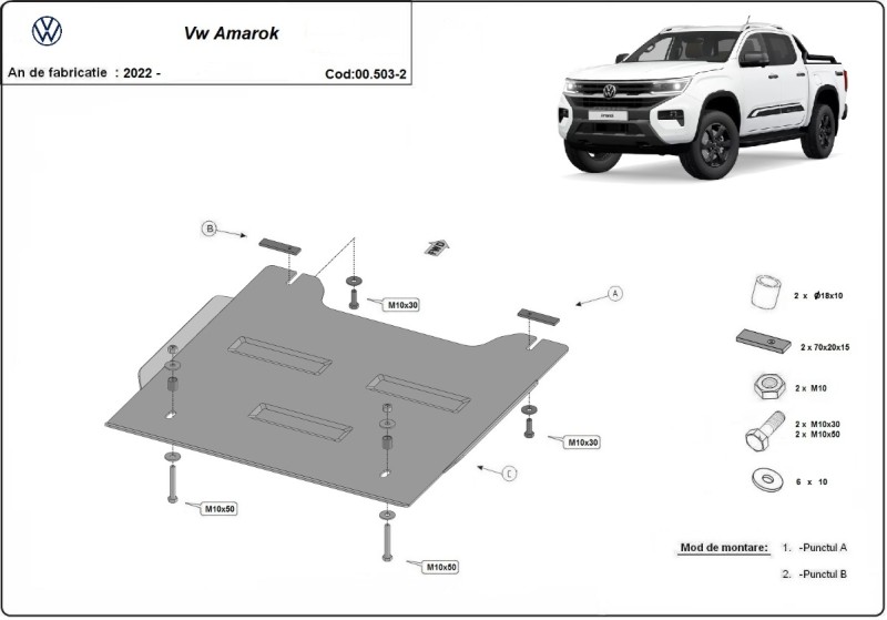 Stahl Unterfahrschutz für Verteilergetriebe Volkswagen Amarok (2022-2026)