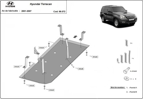 Stahl Unterfahrschutz für Kraftstofftank Hyundai Terracan (2001-2007)