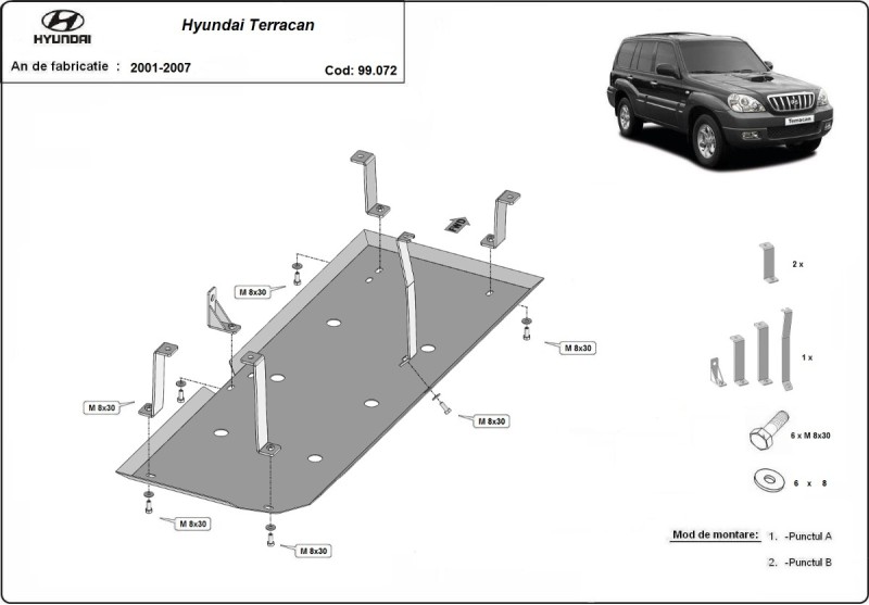 Stahl Unterfahrschutz für Kraftstofftank Hyundai Terracan (2001-2007)