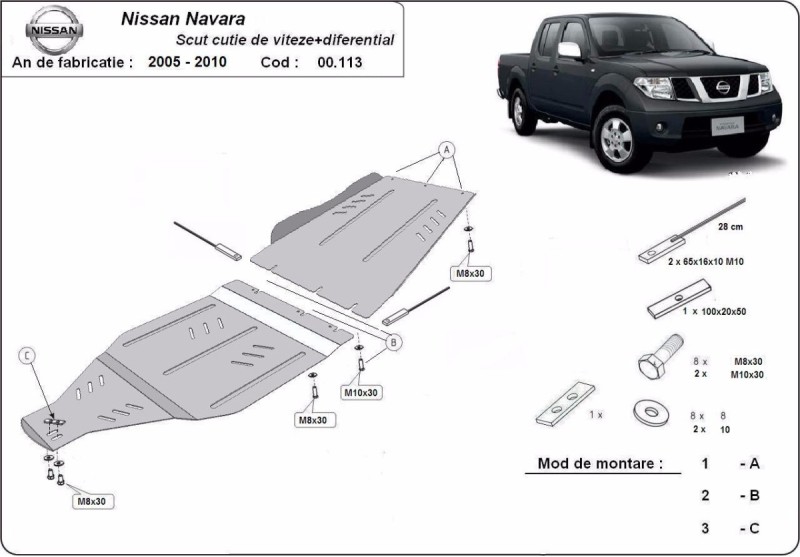 Stahl Unterfahrschutz für Getriebe Nissan Navara (2005-2015)