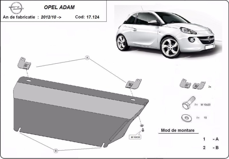 Stahl Unterfahrschutz für Motor Opel Adam (2012-2019)