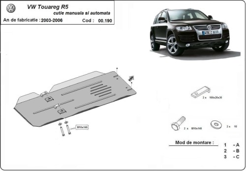 Stahl Unterfahrschutz für Getriebe VW Touareg 7L (2003-2006)