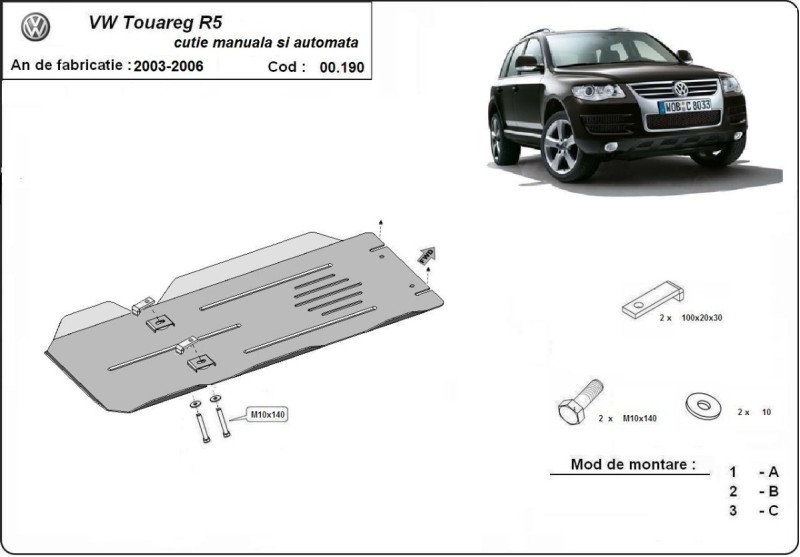 Stahl Unterfahrschutz für Getriebe VW Touareg 7L (2003-2006)